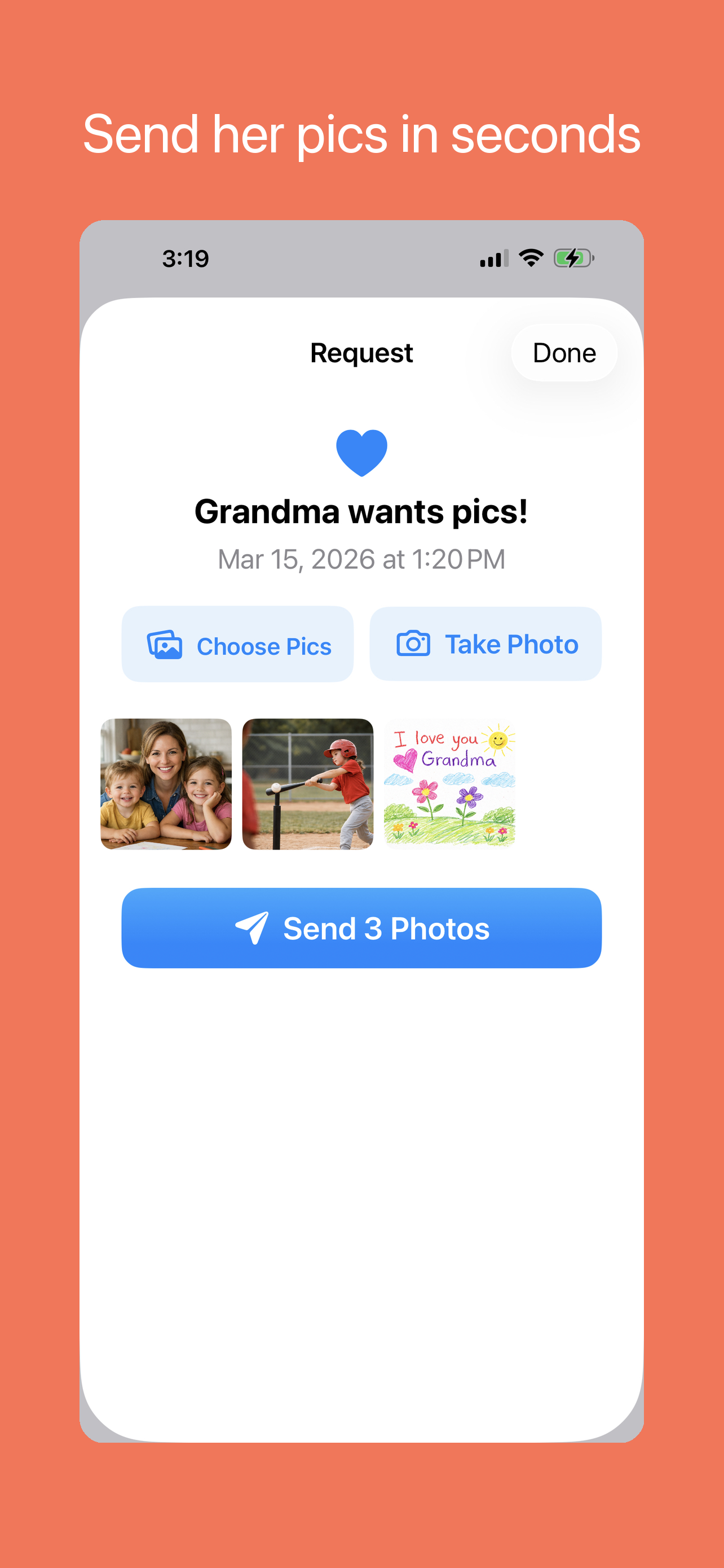 Send photos in seconds